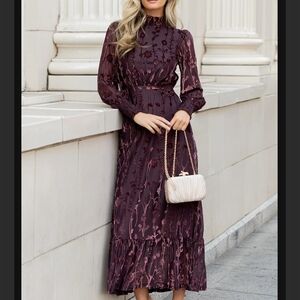 Baltic Born NWT Velvet Maxi Dress Long Sleeve Dress - Clove